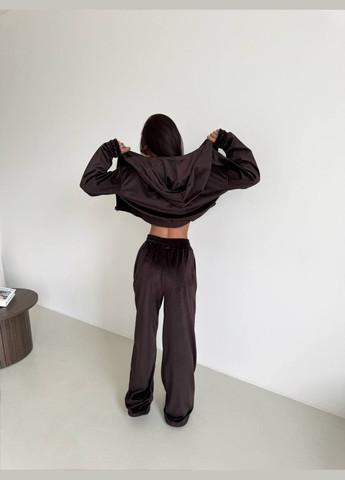 Коричневий демісезонний жіночий комплект з велюру Avanti