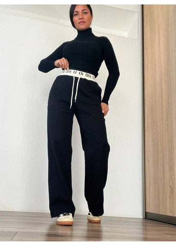 Брюки жіночі A-N 2750 щільний трикотаж рівні від стегна біла резинка на талії шнурок No Brand (305232853)