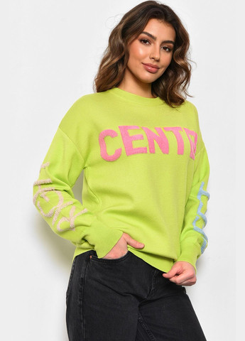 Салатовый зимний свитер женский полубатальный салатового цвета пуловер Let's Shop