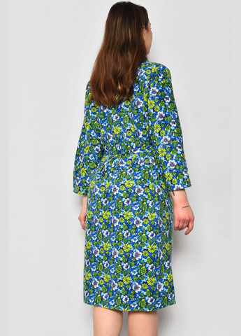 Халат жіночий байковий напівбатальний блакитного кольору з квітковим принтом Let's Shop (279724072)