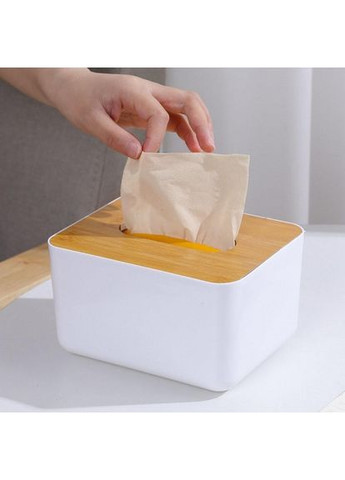 Бокс для салфеток Tissue с бамбуковой крышкой компактный органайзер для кухни и стола контейнер для салфеток ProDobro (365442535)