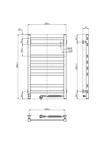 Електрична рушникосушка Авангард X 480х800 Sensor з WI-FI лівобічна, муар 12-272155-4880 Navin (367610516)
