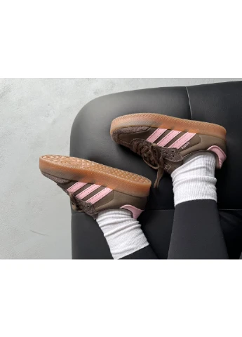 Кроссовки женские adidas Samba XLG Platform Brown Pink | Адідас Самба Платформ коричневые демисезоны (373642567)