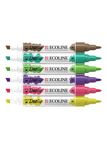 Набор маркеров акварельных двухсторонних ECOLINE DUO TIP BOTANIC 6шт Royal Talens (362581909)