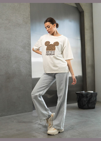 Женская футболка оверсайз с принтом Mickey базовые футболки женские из хлопка белая M Teamv - (339059707)