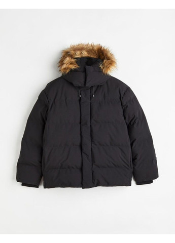 Чорна зимня чоловіча водовідштовхуюча утеплена куртка н&м (57765) s чорна H&M