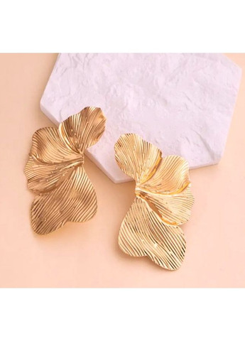 Сережки большие Золотистые цветы No Brand (361319536)