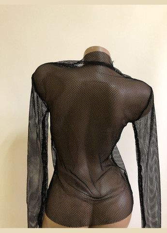 Чёрная женская прозрачная кофточка лонгслив в сетку водолазка honey fashion accessories черный s/m (10-112) No Brand