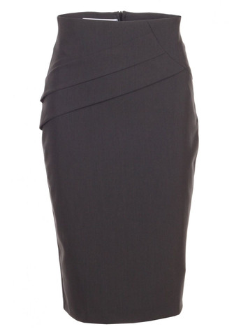 Темно-серая повседневная женская юбка со складками и прямым кроем (ll140820191) LadyLike