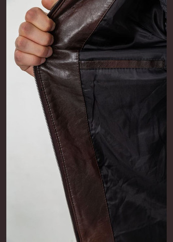 Коричневая демисезонная куртка мужская демисезонная экокожа, цвет коричневый, Ager