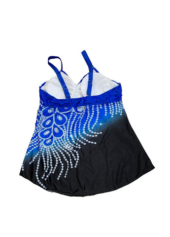 Синий летний купальник-платье женское раздельное танкини большой размер синий купальник-платье, танкини No Brand