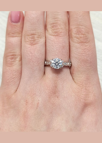 Серебряное кольцо с муассанитом 1,2 ct. 7 мм 18 размер, Сертификат (219158565) Shatlen Каблучка (338624523)