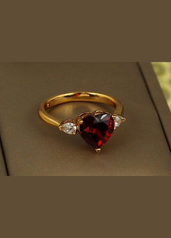 Кільце серце з червоним каменем і краплями з боків р золотисте Xuping Jewelry (317309685)