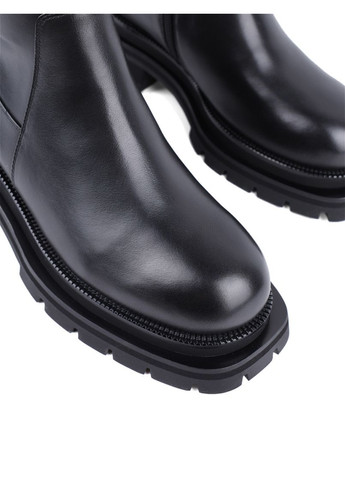 Черные осенние женские ботфорты hn517t-4228-n560k/h552k черная кожа MIRATON