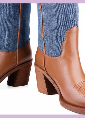 Осенние женские сапоги w361d-5151 коричневый кожа MIRATON