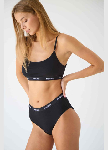 Чёрный топ хлопковый топ с логотипом Naviale без косточек