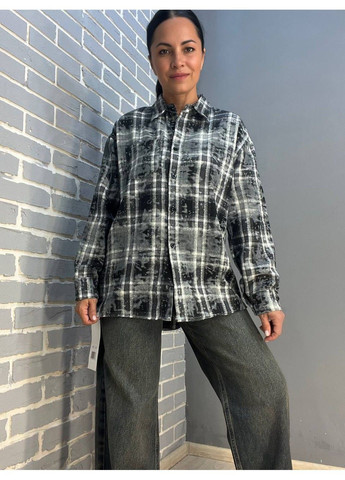 Черная кэжуал рубашка в клетку No Brand