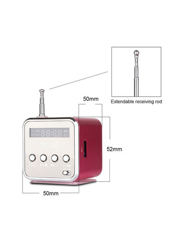 Портативная колонка, c Fm-радио, Bluetooth, Разъемами micro SD/TF/USB, RGB-подсветка, TD-V26, красная Lem Berger (315719707)