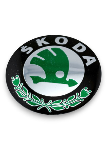Наклейки на ковпаки 90 мм, наліпки на оригінальний ковпак Шкода 9 см зелені ( 1 шт. ) Skoda (364462716)