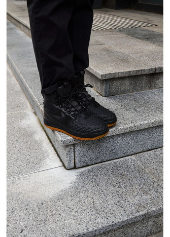 Чорні Осінні кросівки чоловічі nike air force 1 duckboot black gum найк аір форс 1 преміум No Brand
