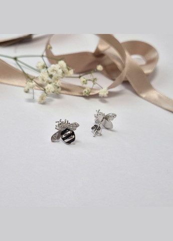 Серебряные серьги гвоздики на фиксаторах Пчелка серебро 925 пробы Родированное ск2чф/1141 2.60г No Brand (323653856)