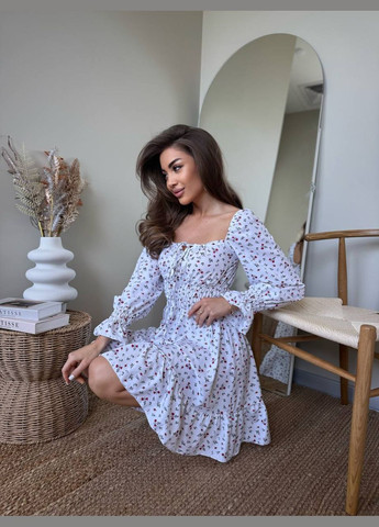 Білий повсякденний, святковий жіноча сукня в квітковому принті Avanti з квітковим принтом