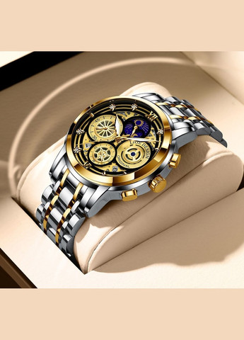 Часы мужские наручные кварцевые классические Lige 8942-Black (329443055)