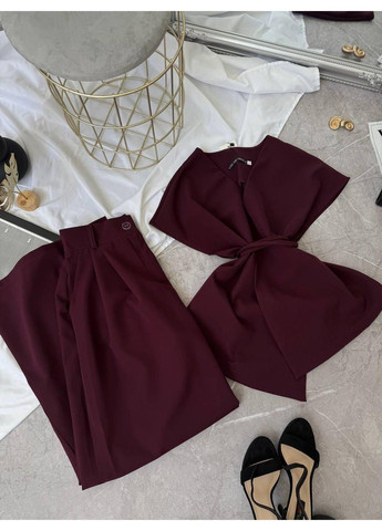 Костюм 2–ка з костюмки, з жилеткою та широкими штанами мод ЛКК-202, марсала, 50-52 No Brand (355469822)