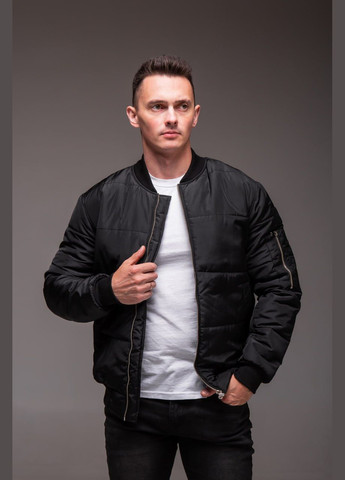 Чорна демісезонна утеплений бомбер Vakko