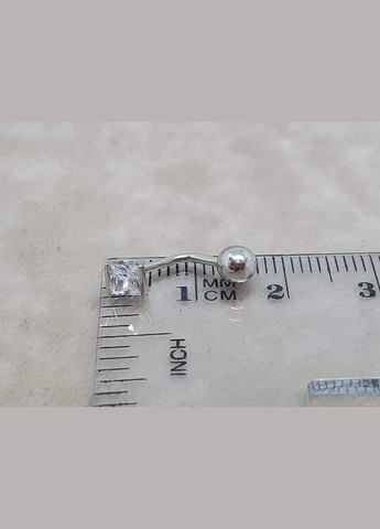 Срібна сережка для пірсингу пупка з фіанітом. 7014U UMAX (303877387)