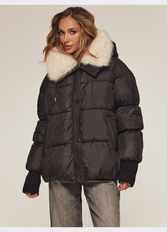 Чорна зимня чорна зимова куртка зі знімним капюшоном і хутром Dressa