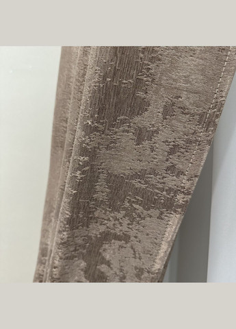 Жакардові штори з мармуровим візерунком 2шт 1.5×2.7 м, тасьма 6 см, середнє затемнення, кавового кольору. No Brand (331619138)