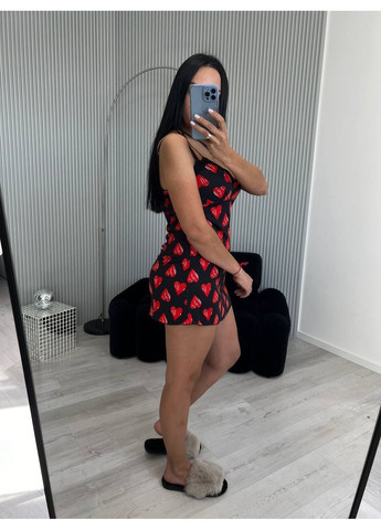 Черный демисезонный комплект женский ночнушка+халат Style Point