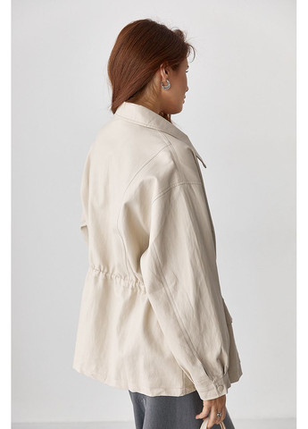 Бежева демісезонна жіноча подовжена куртка No Brand