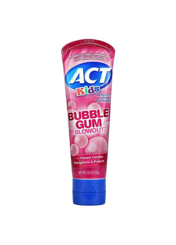 Дитяча зубна паста Kids Anticavity Fluoride Toothpaste 130 g (Bubble Gum Blowout) Act (278234248)