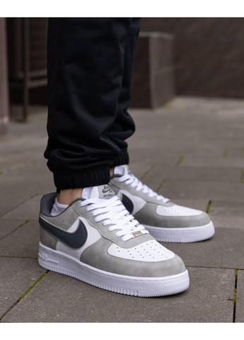 Белые зимние кроссовки мужские nike air force white silver найк аир форс 1 премиум No Brand