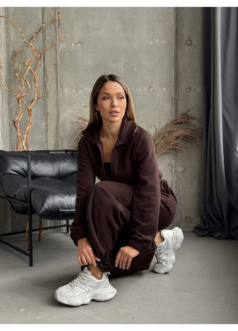 Комбинезон женский KaraMix комбинезон-брюки однотонный коричневый повседневный флис