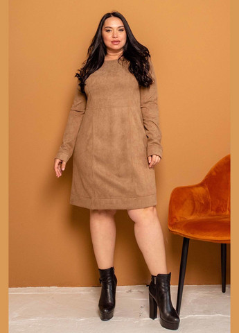 Світло-коричнева повсякденний жіноча міні-сукня напівприлеглого силуету з кишенями з твілу (пл 2220) RiMari