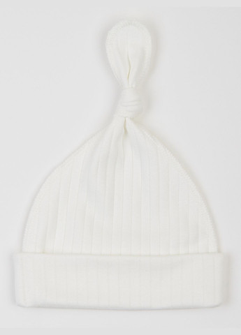 Білий демісезонний комплект для немовлят чоловічок та шапочка-вузлик молочний широка смужка KRAKO
