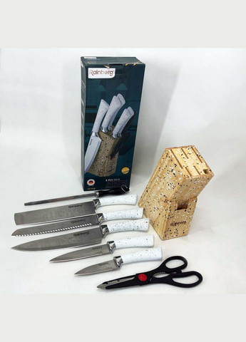 Набор ножей с ножницами и подставкой из нержавеющей стали. Rainberg белые,