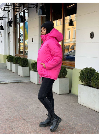 Малинова зимня жіноча зимова утеплена куртка з капюшоном No Brand