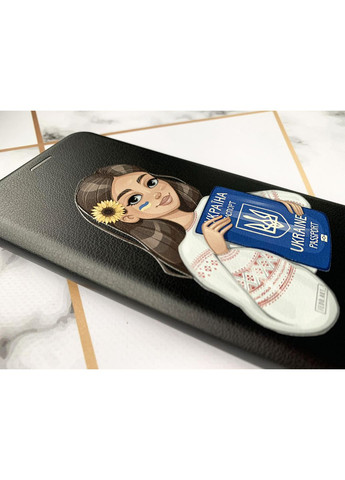Чохол-книжка з малюнком для Samsung Galaxy A24 Чорний:: Дівчина з паспортом (патріотичний принт 12) G-Case (360698778)
