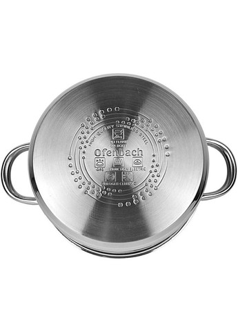 Каструля індукційна із нержавіючої сталі 4л зі скляною кришкою для приготування їжі кухонний посуд Ofenbach (368989414)