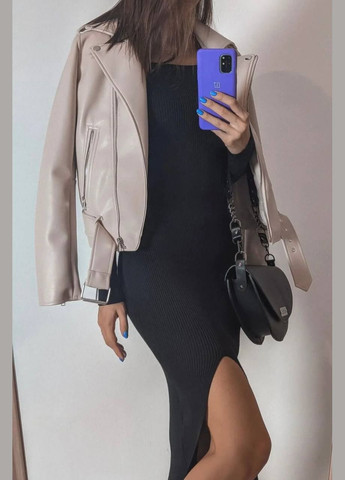 Чорна джинсова сукня жіноча в рубчик чорного кольору футляр Let's Shop однотонна