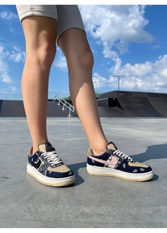 Комбіновані літні кросівки nike air force 1 cactus jack найк аір форс 1 No Brand