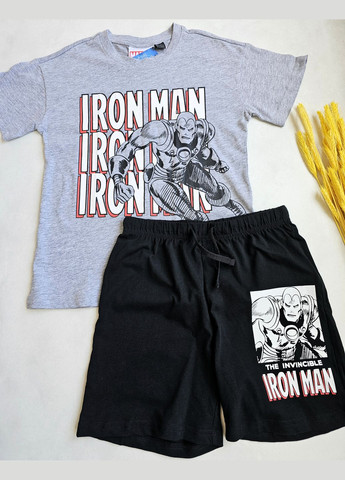Сіра всесезон дитяча піжама футболка та шорти для хлопчика Lupilu Піжама