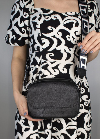 Сумка женская кожаная кросбоди 03115_L с текстильным ремешком черная Virginia Conti (302812866)