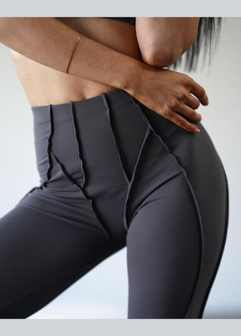 Спортивний костюм зі «швами назовні» (топ з чашками та легінси без пуш-ап), темно-сірого кольору, розмір S Trends (330757762)