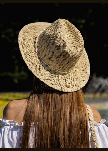 Летняя плетеная шляпа Федора с цепочкой и ракушками Paradise No Brand (293815334)