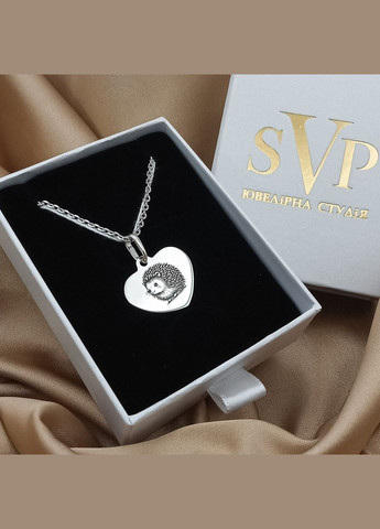 Срібний кулон серце 24х21 мм з гравіюванням їжака Подарунок для дівчини. З обох сторін. арт.68902 No Brand (316511150)